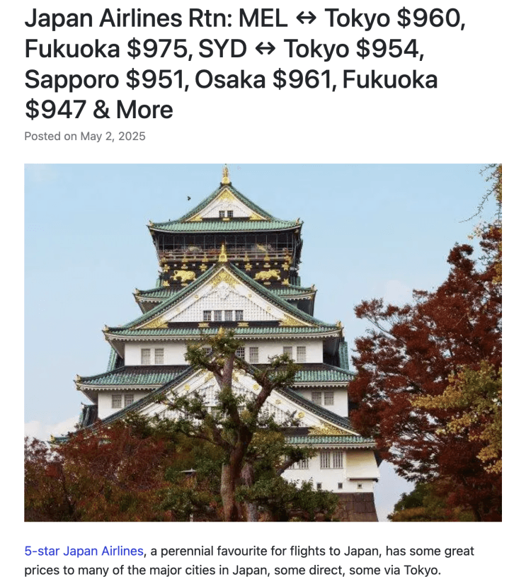 BeatThatFight: Japan Airlines return deals from $951